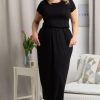 Odziez Damska karko | Sukienka Long Dzianinowa Z Kieszeniami Plus Size Iwona Czarna