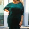 Odziez Damska karko | Ciepla Sukienka Welurowa Plus Size Dzianinowa Oversize Patriszja Butelkowa Zielen Promocja